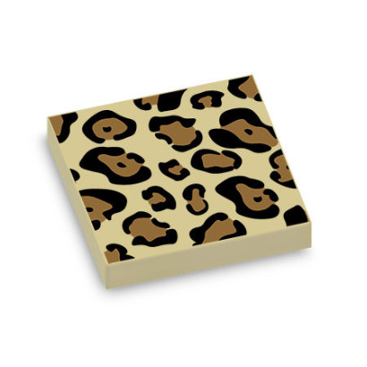 Leopard pattern printed on Lego® 2X2 tile - Tan