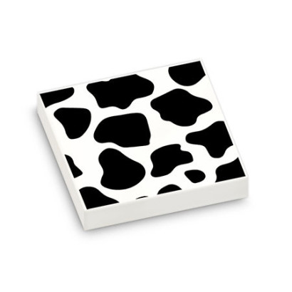 Motif vache  imprimé sur Brique plate Lego® 2X2 - Blanc