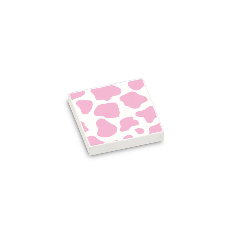 Motif vache rose imprimé sur Brique plate Lego® 2X2 - Blanc