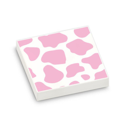 Pink Cow Pattern Printed on 2X2 Lego® Tile - White