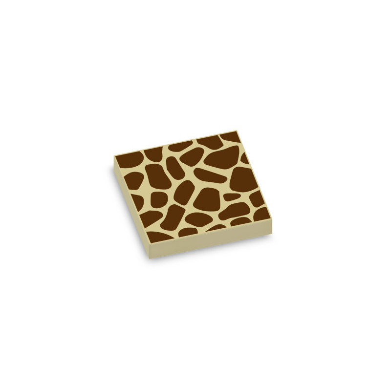 Motif Girafe imprimé sur Brique plate Lego® 2X2 - Beige