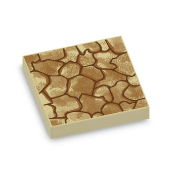 Stone texture printed on Lego® 2X2 Tile - Tan