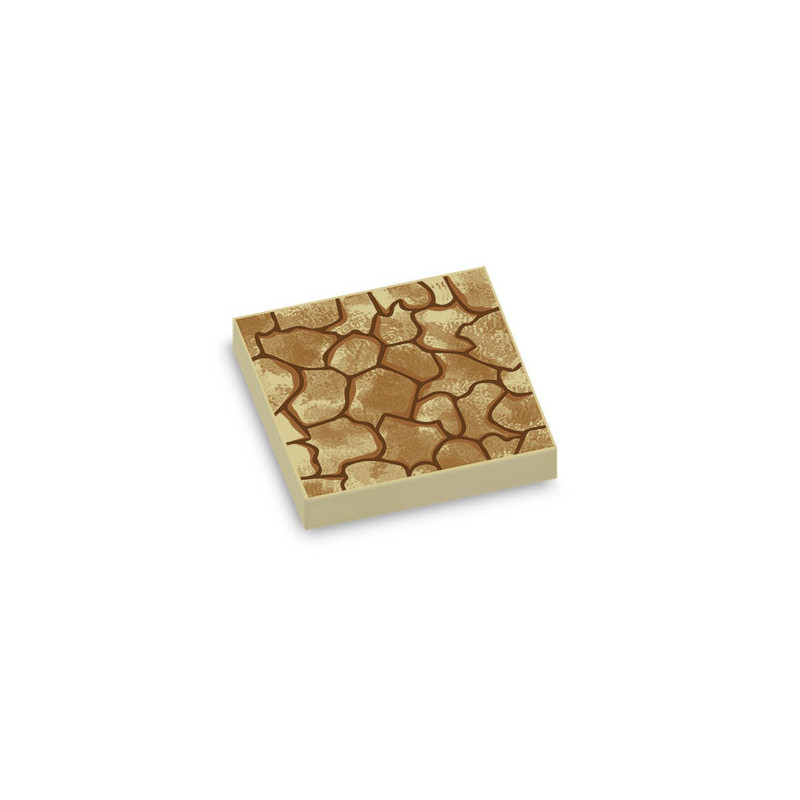 Texture pierre imprimée sur Brique plate Lego® 2X2 - Beige
