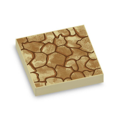 Texture pierre imprimée sur Brique plate Lego® 2X2 - Beige