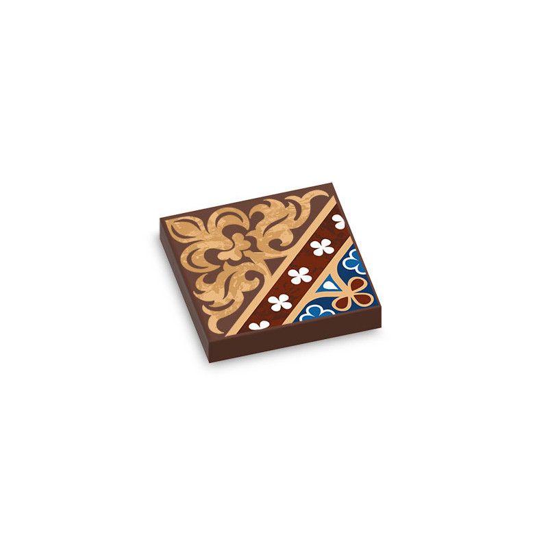 Carrelage / Faïence style Médiéval imprimé sur Brique Lego® 2X2 - Reddish Brown