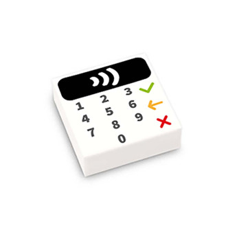 Credit card reader printed on Lego® Brick 1X1 - White