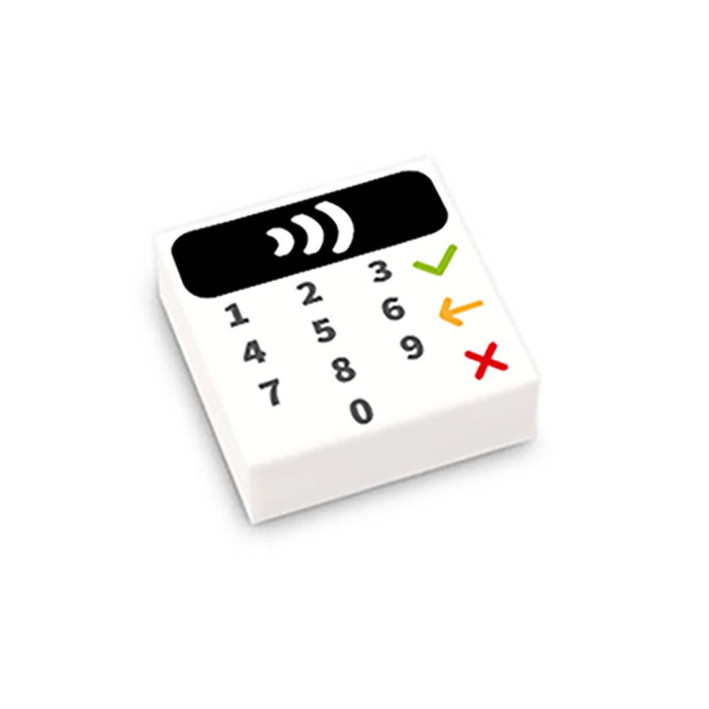 Lecteur de carte bancaire imprimé sur Brique Lego® 1X1 - Blanc