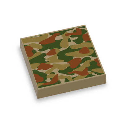 Motif militaire kaki imprimé sur Brique Plate lisse Lego® 2x2 - Sand Yellow