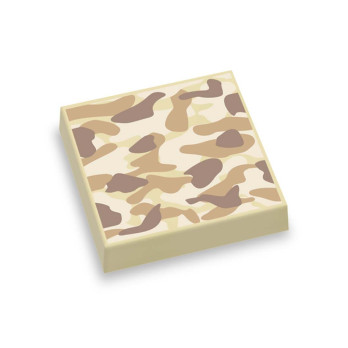 Motif militaire beige imprimé sur Brique Plate lisse Lego® 2x2 - Beige