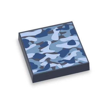 Blue military pattern printed on Lego® tile 2x2 - Earth Blue