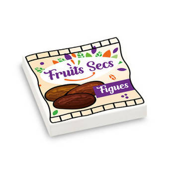 Package of Dried Fruit printed on Lego® Brick 2X2 - White