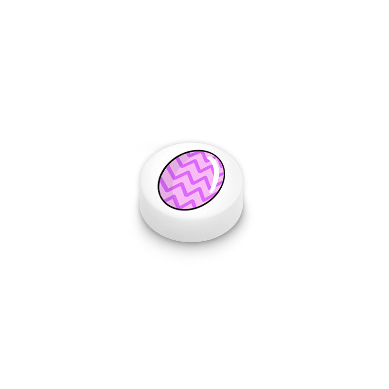 Purple Easter Egg Printed on Round 1x1 Lego® Brick - White