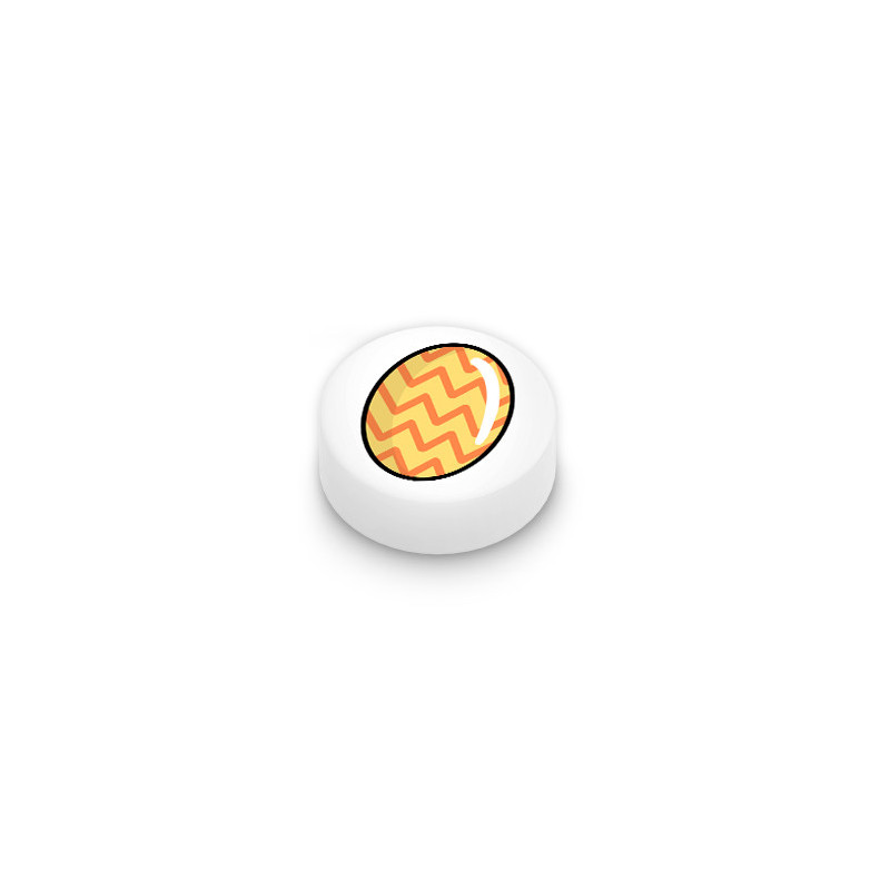 Oeuf de Pâques orange imprimé sur brique Lego® 1x1 ronde - Blanc