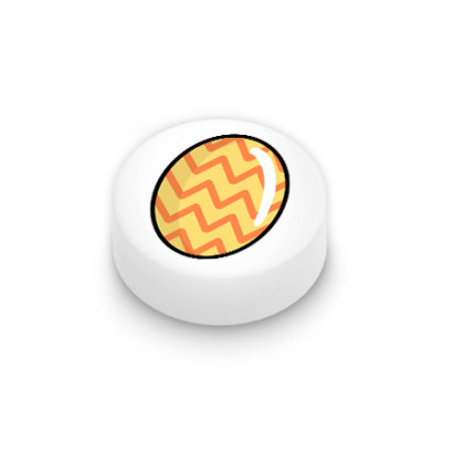 Oeuf de Pâques orange imprimé sur brique Lego® 1x1 ronde - Blanc