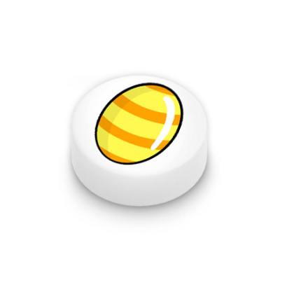 Oeuf de Pâques jaune imprimé sur brique Lego® 1x1 ronde - Blanc