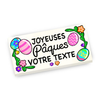Brick "Joyeuse Pâques" to personalize printed on Lego® Brick 2X4 - White