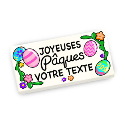 Brick "Joyeuse Pâques" to personalize printed on Lego® Brick 2X4 - White