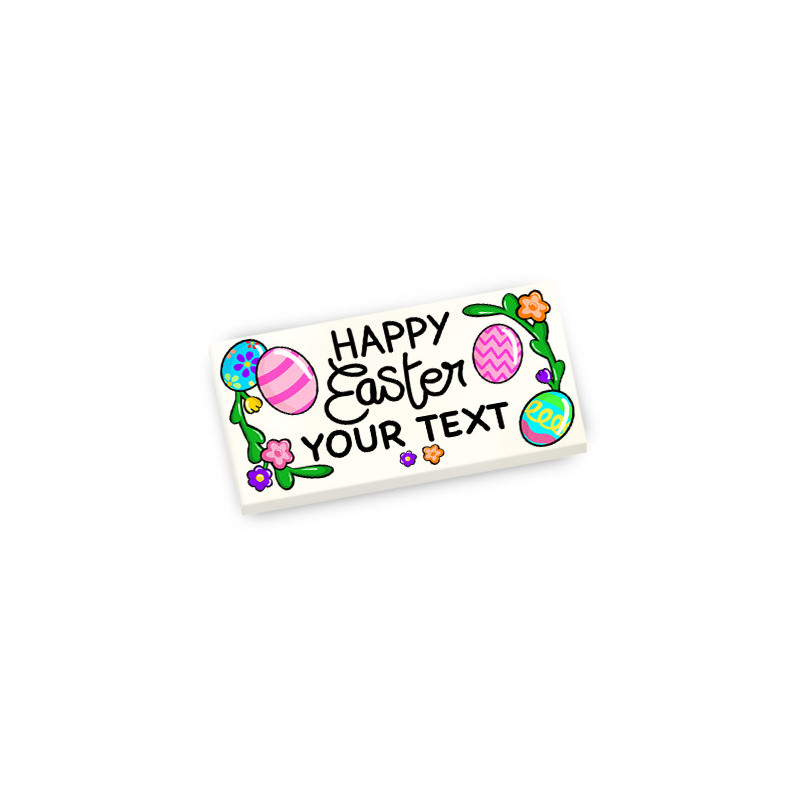 Brick "Happy Easter" to personalize printed on Lego® Brick 2X4 - White