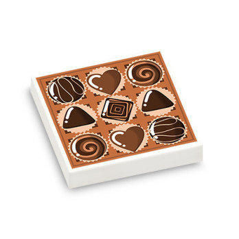 Chocolate box printed on Lego® Tile 2X2 - White