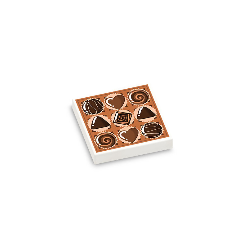 Boite de chocolat imprimée sur Brique Lego® 2X2 - Blanc