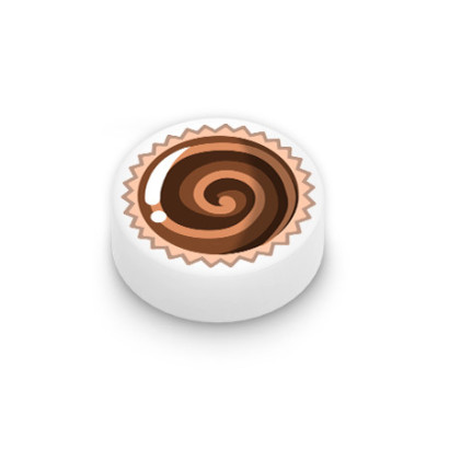 Chocolat rond imprimé sur brique Lego® 1x1 ronde - Blanc