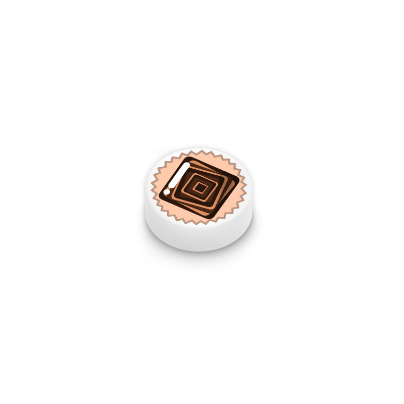 Chocolat carré imprimé sur brique Lego® 1x1 ronde - Blanc