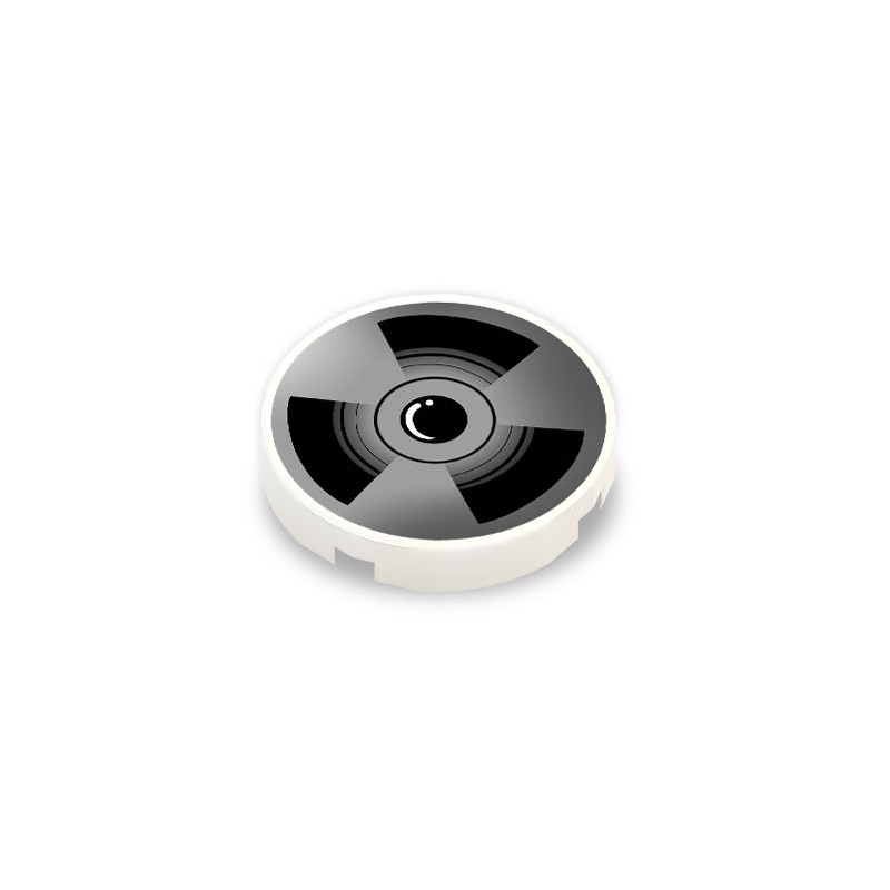 Magnetic Tape for tape Recorder printed on 2X2 Lego® Round Brick - White