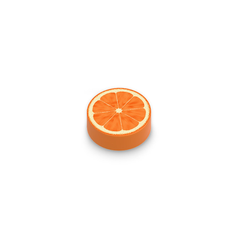 Rondelle d'orange imprimée sur Brique Lego® 1x1 - Orange