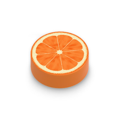 Rondelle d'orange imprimée sur Brique Lego® 1x1 - Orange