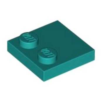 LEGO 6422225 PLATE 2X2, W/ REDUCED KNOBS - BRIGHT BLUEGREEN
