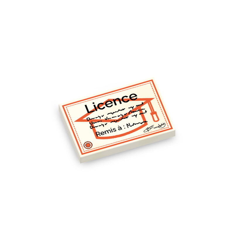 License printed on Lego® Brick 2X3 - White