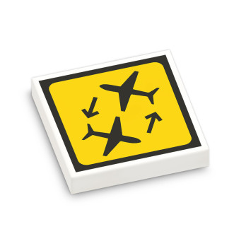 Airport signage printed on 2X2 Lego® Tile - White