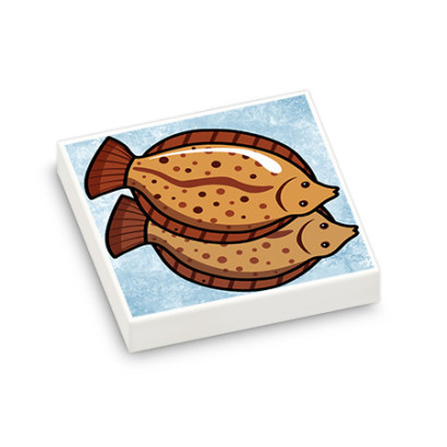 Fish / Sole Display printed on Lego® Tile 2X2 - White