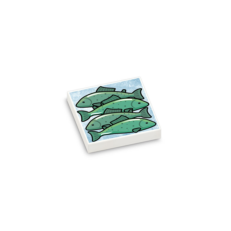 Fish Display printed on Lego® Tile 2X2 - White