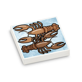 Lobster Display printed on 2X2 Lego® Tile - White