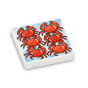 Crab display printed on Lego® Tile 2X2 - White