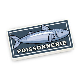 French Fish shop sign printed on 2X4 Lego® Tile - White