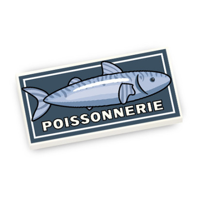 French Fish shop sign printed on 2X4 Lego® Brick - White