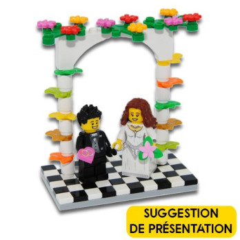 Wedding rings printed on Lego® Heart 1X1 - Pink