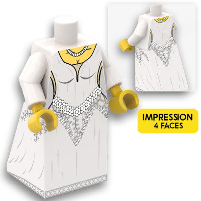 Robe de Mariée imprimée sur Torse Lego® - Blanc