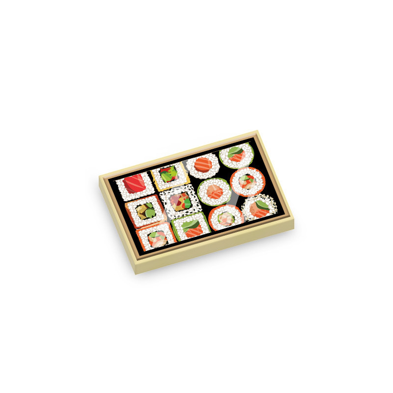 Boîte de Sushi / Maki imprimé sur brique Lego® 2x3 - Beige