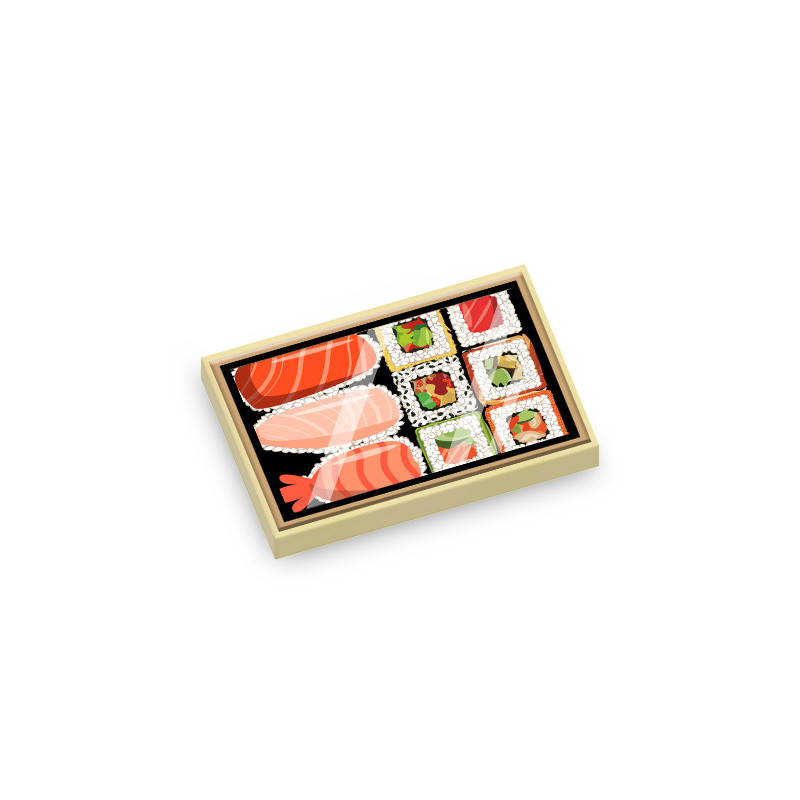 Boîte de Sushi / Maki imprimé sur brique Lego® 2x3 - Beige