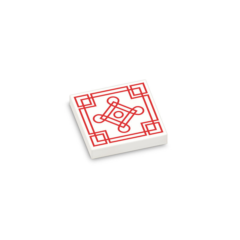 Tile / Earthenware Asian style printed on Brick Lego® 2X2 - White
