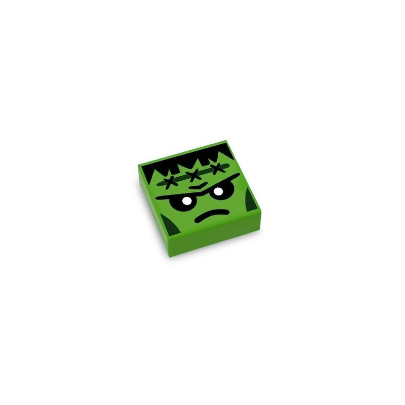 Tête Frankeinstein imprimé sur Briques Lego® 1x1 - Bright Green