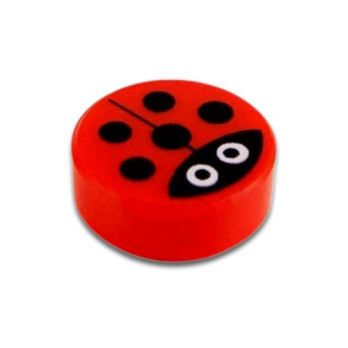 LEGO 6324417 PLATE LISSE 1X1 ROND IMPRIME COCCINELLE - ROUGE