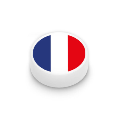 French flag printed on 1x1 round Lego® brick - White