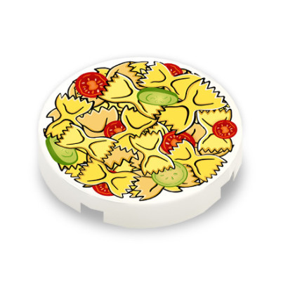 Plate of pasta printed on Lego® Round Tile 2x2 - White