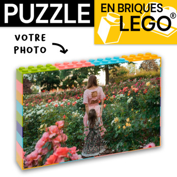 Multicolored puzzle 128x88mm to be personalized by UV printing on Lego® Brick