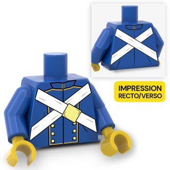 Soldier Torso printed on Lego® Torso - Blue