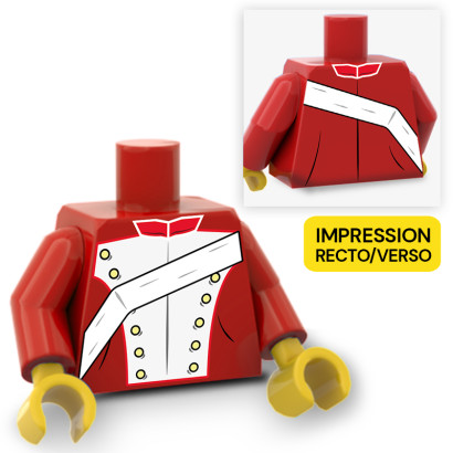 Soldier Torso printed on Lego® Torso - Red